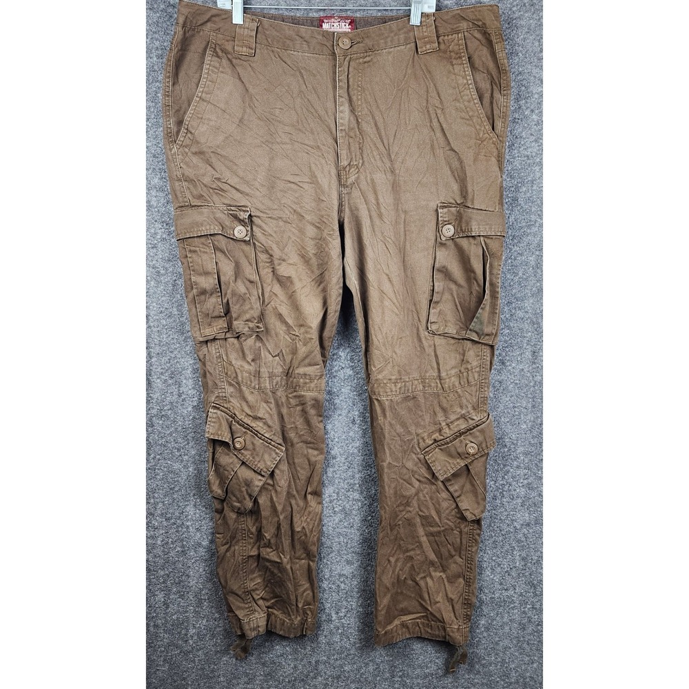 Matchstick Cargo Pants Mens 40 Brown Tactical Multi Pocket Relaxed Workwear